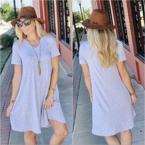 MY EVERYDAY T-SHIRT DRESS-HEATHER GRAY - Picture 4 of 4